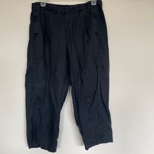 Eileen Fisher Organic Linen Lantern Pant Black L